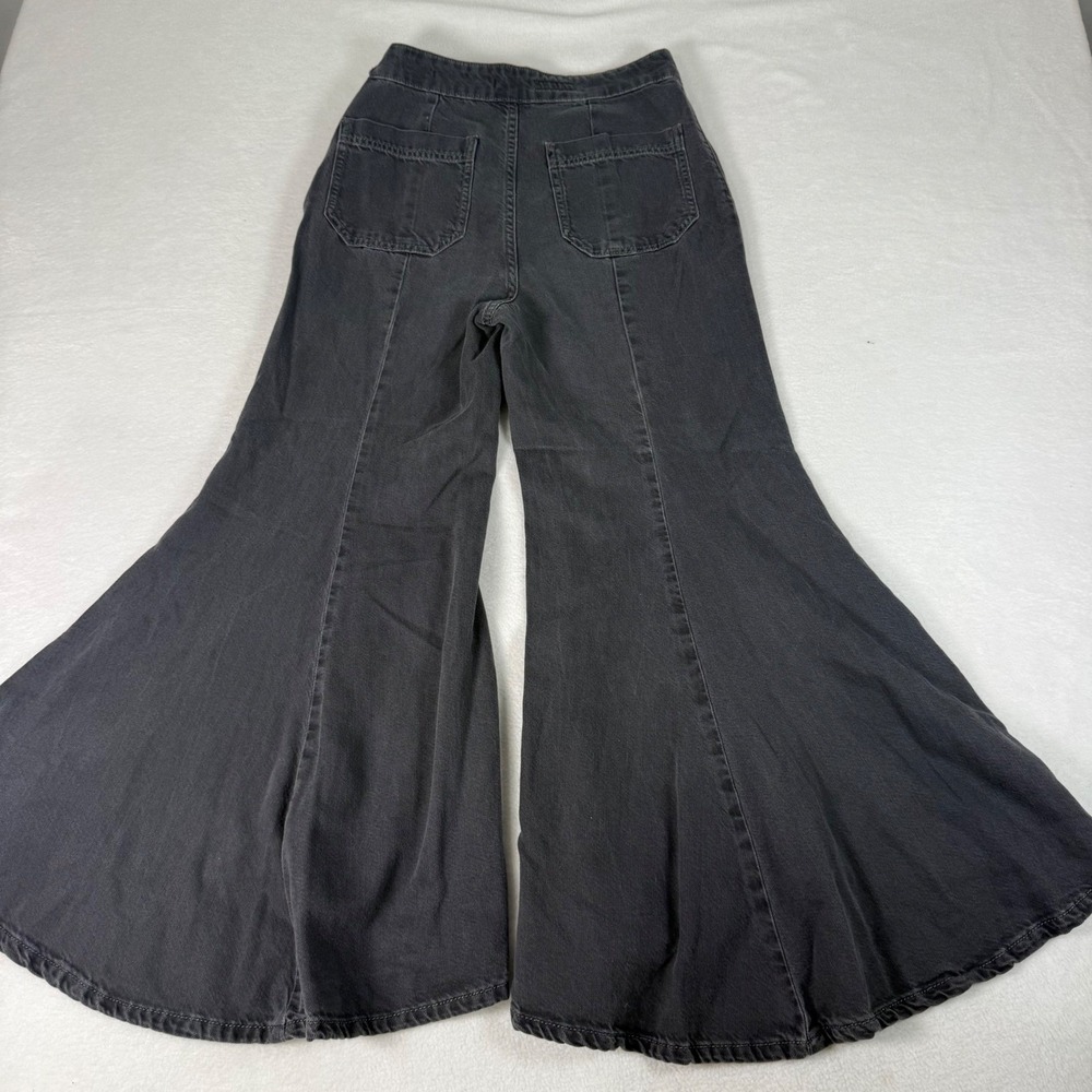 Pilcro Wide Leg Jeans Womens 4 Gray Cotton Blend Boho Flare High Low Hem Denim - Picture 4 of 12